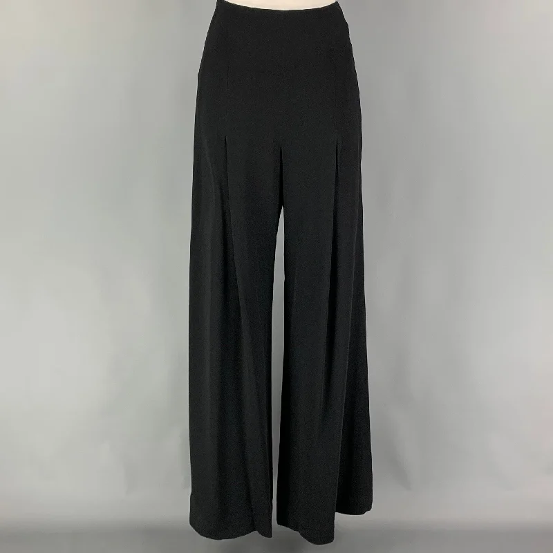 OSCAR DE LA RENTA Size 8 Black Viscose High Waisted Dress Pants Comfortable Jogging Pants