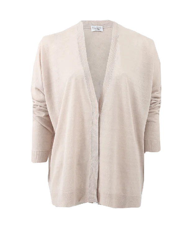 Monili Trim Cardigan Satin Fabric Silk Fabric Chiffon Fabric