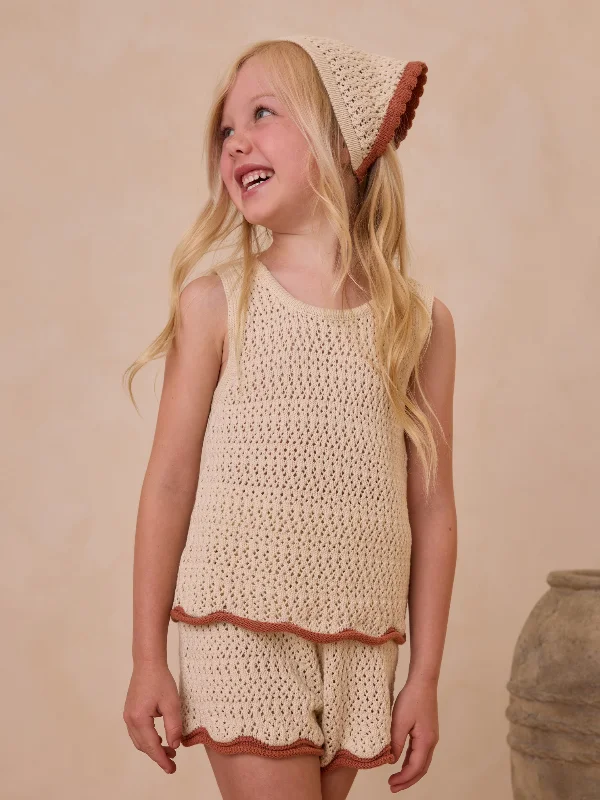 Rylee & Cru Crochet Tank Set, Natural peekaboo tank top