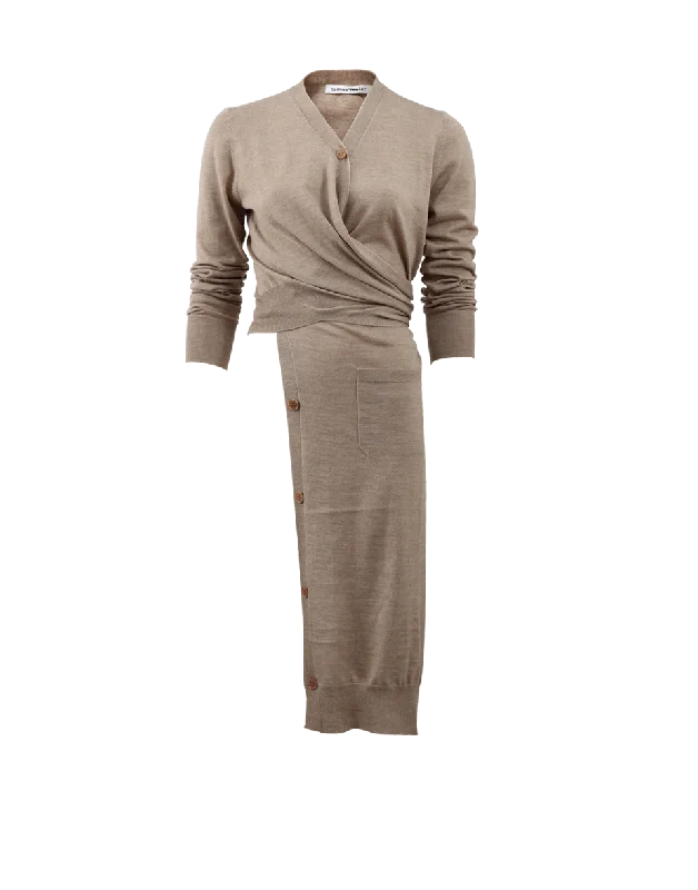 Melange Wrap Cardigan Mesh Blend Leather Blend Suede Blend