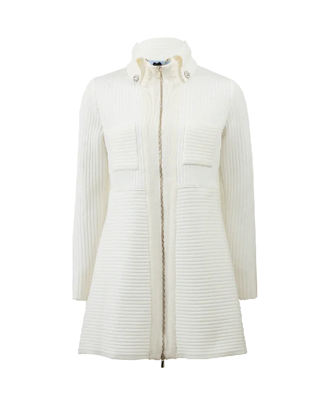 Long Zip Ribbed Cardigan Mesh Cardigan Canvas Denim
