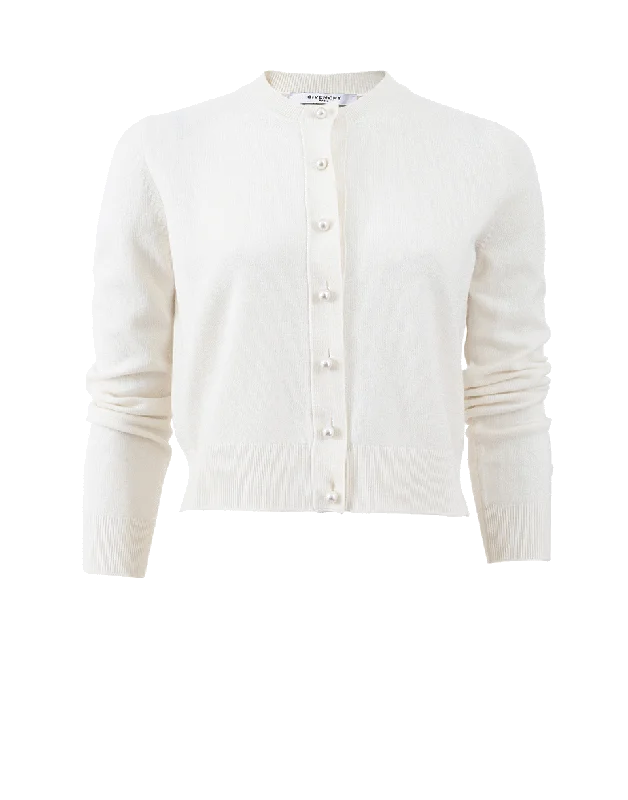 Pearl Button Cardigan Iron Safe Non-Iron Wrinkle Free