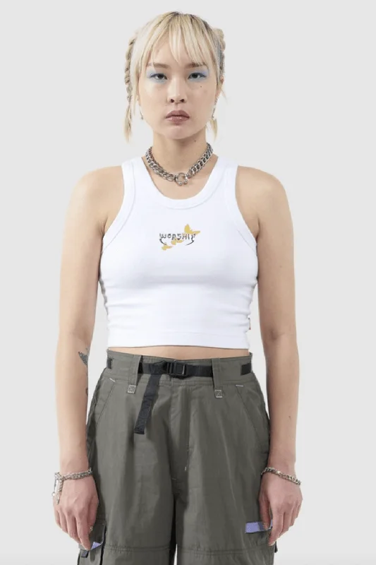 WORSHIP SUPPLIES GOLDEN RULE SPORT TANK - WHITE peekaboo tank top