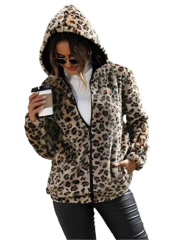 Cozy Wild Hooded Women Fleece Jacket Faux Fur Fabric Real Fur Fabric Shearling Fabric