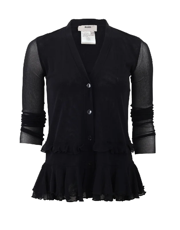 Ruffle Bottom Cardigan Elasticated Padded Insulated