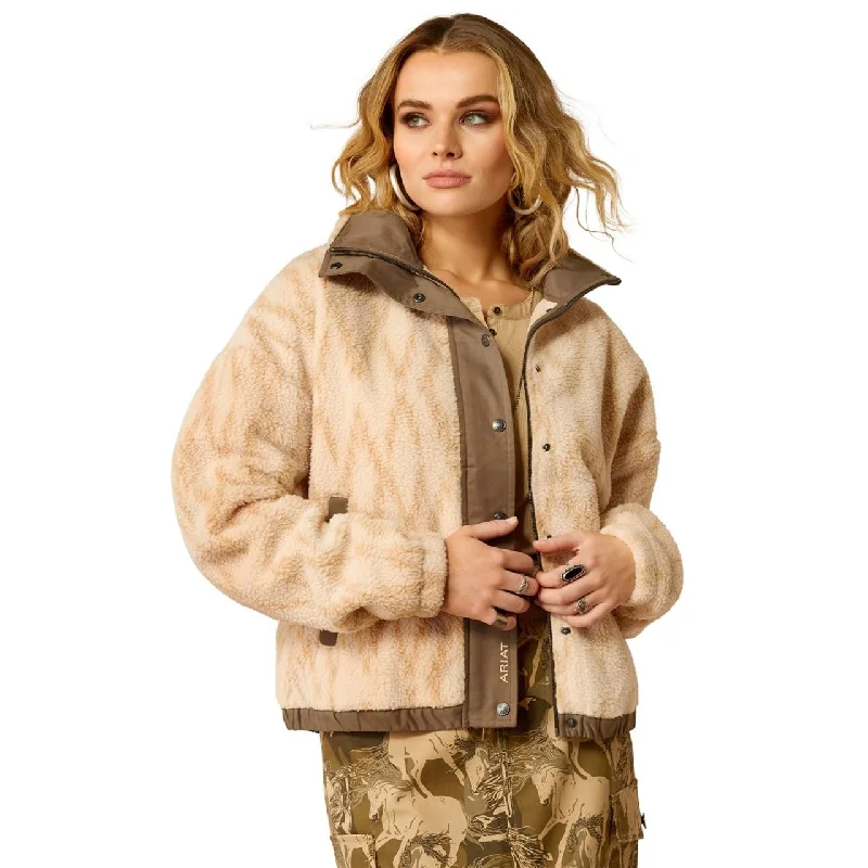 Ariat Women's Sherpa Blocked Jacket, Tonal Sand Print Wool Fabric Cashmere Fabric Tweed Fabric Ariat Women's Sherpa Blocked Jacket, Tonal Sand Print Wool Fabric Cashmere Fabric Tweed Fabric
