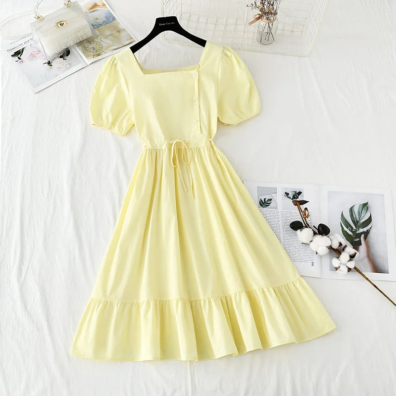 New style bubble sleeve French retro minority temperament fairy skirt  4847 wool skirt breathable