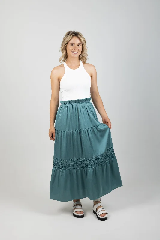 STAPLE SKIRT PETROL leather skirt sleek