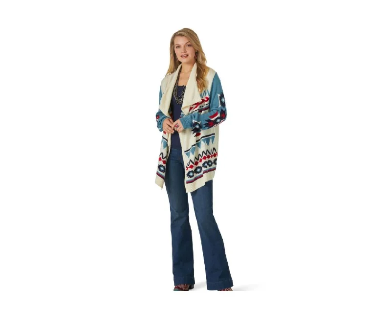 Wrangler Ladies Aztec Draped Cardigan - On Sale Silk Blend Satin Velvet