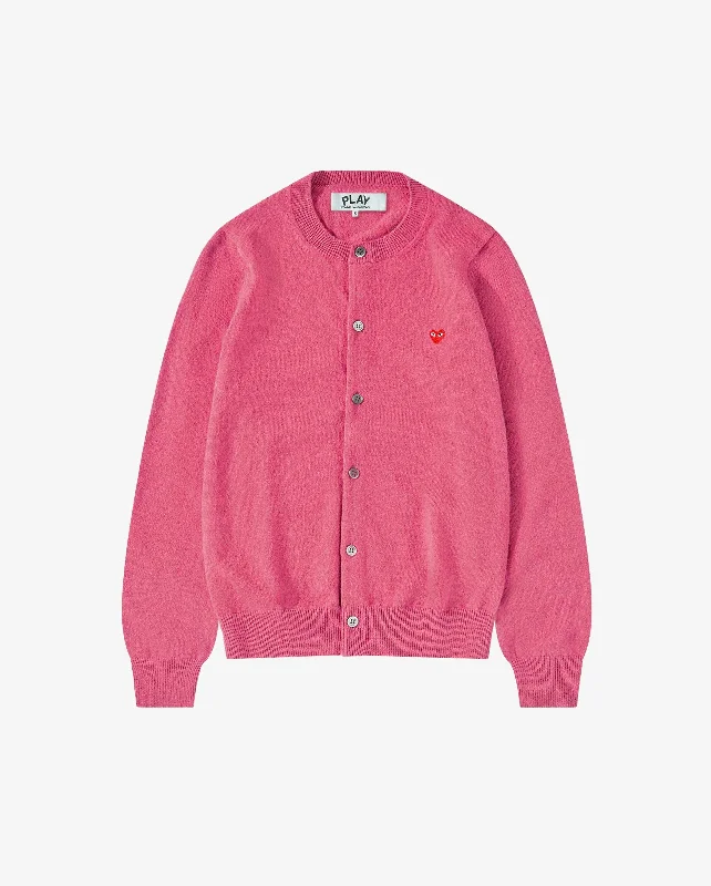 N079 UNISEX SMALL RED HEART CARDIGAN / PINK Cable Knit Ribbed Knit Lace Knit