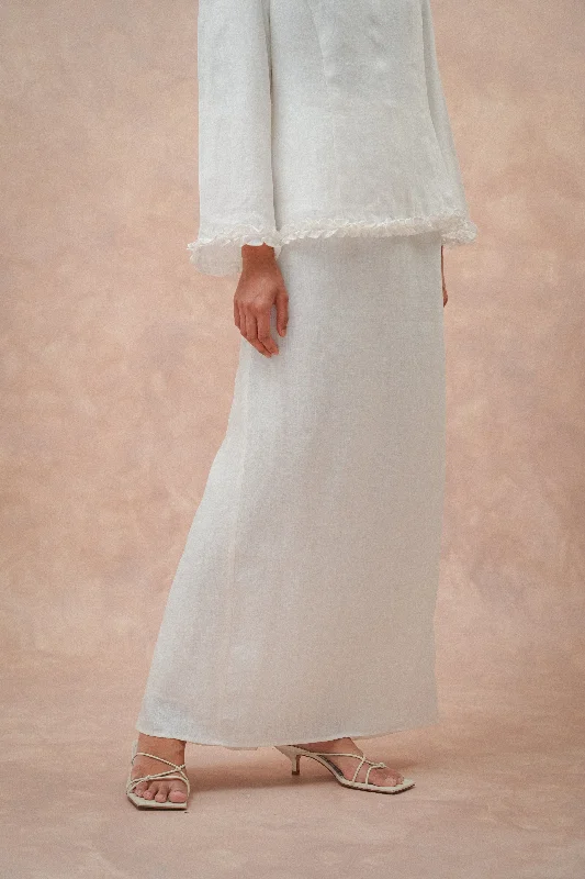 The Classic Pleated Linen Skirt in Ivory wrap skirt elegant