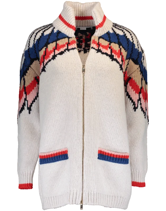 Intarsia Chunky Cardigan Striped Floral Plaid