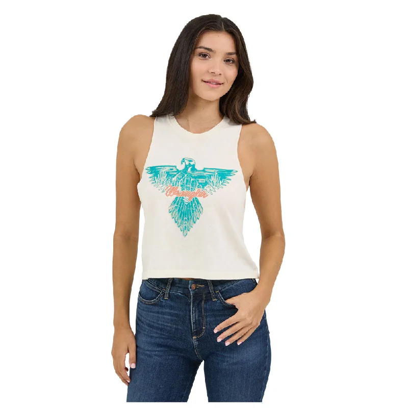 112358625 Wrangler Women's Retro® Knit Festival Crop Tank - Antique White sexy tank top
