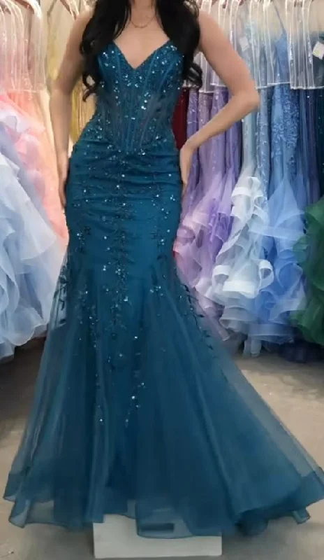 Elegant Spaghetti Straps Appliques Mermaid Long Party Dress, DP3602 Tunics Hiking breathable