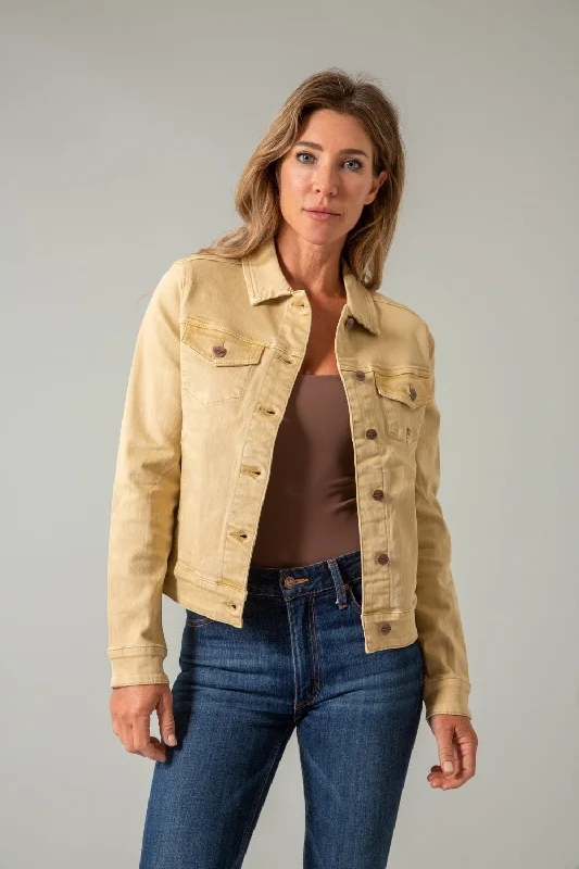 Kimes Ranch Womens Winslow Trucker Pale Khaki 100% Cotton Cotton Jacket Belted Jacket Elasticated Jacket Padded Jacket