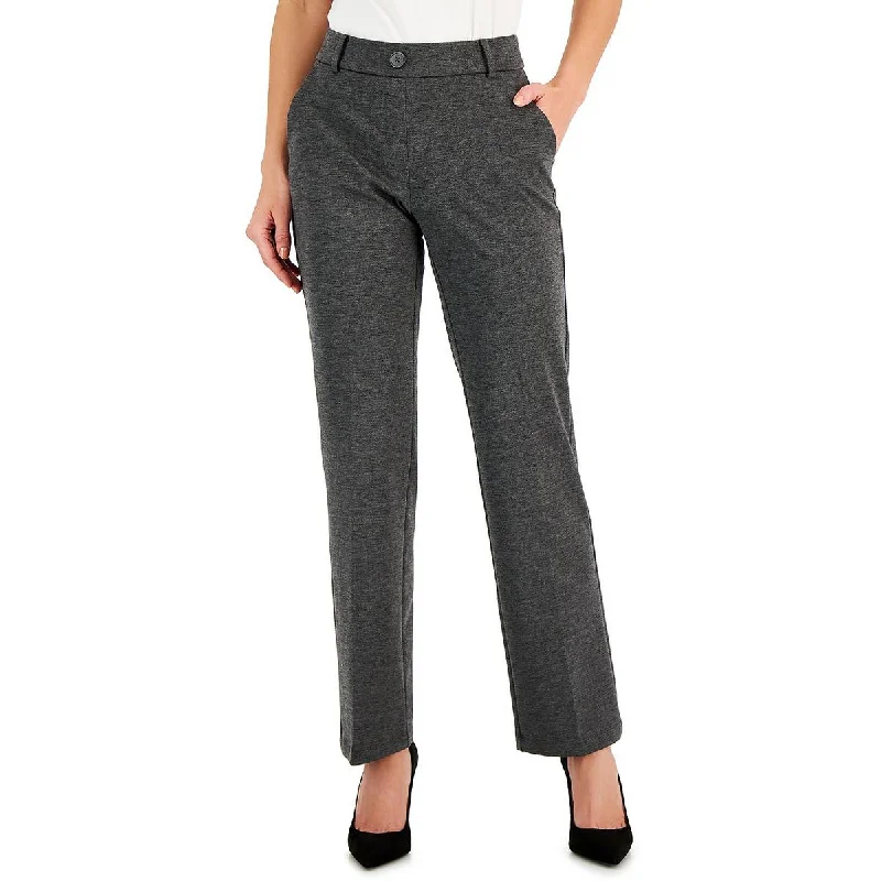 Kasper Womens Petites Button  Wide Leg Pants Trendy Tapered Pants