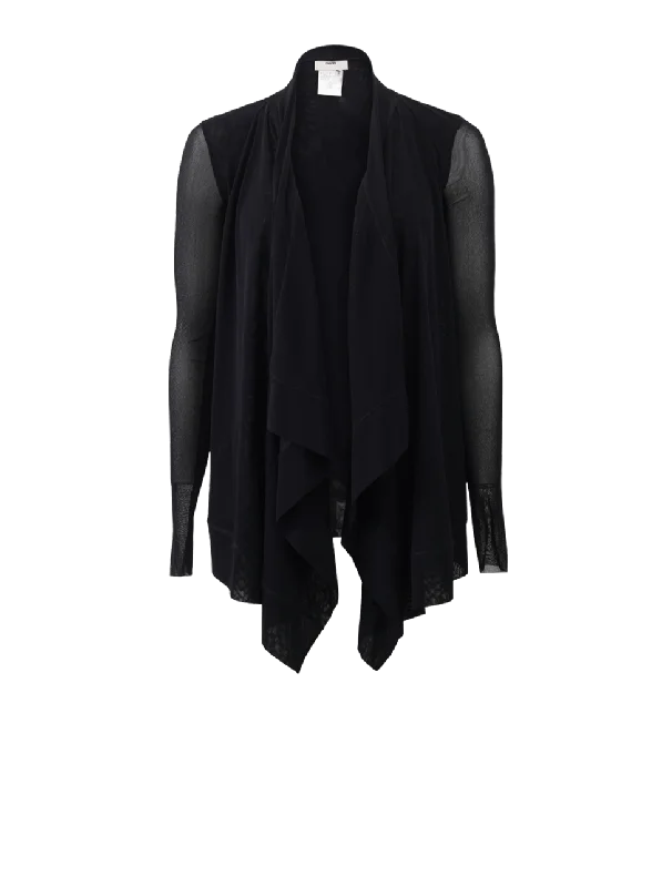 Drape Front Cardigan Solid Color Striped Floral Print