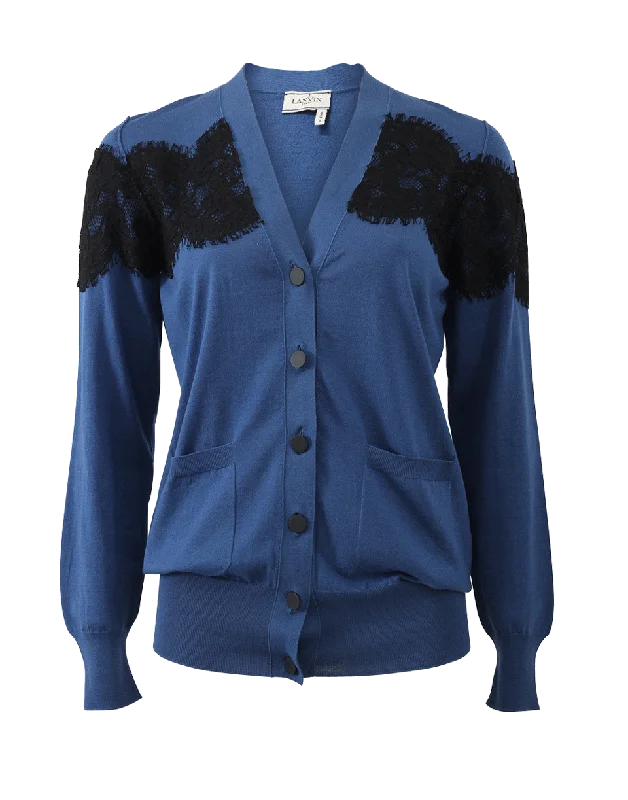 Lace Detail Cardigan Transparent Opaque Sheer