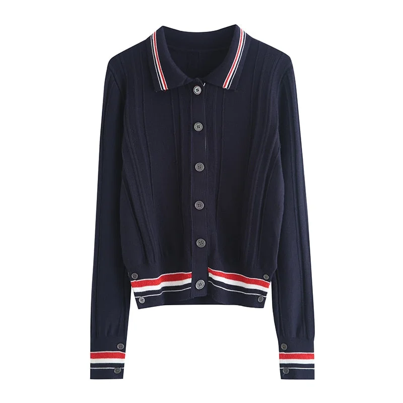 HBT Women's Sporty Elegant Fashion Knitted Cardigan Sweater Jacket Handmade Hand-knitted Hand-woven