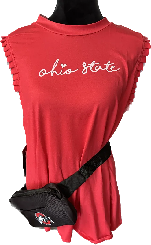 OHIO STATE RUFFLE TANK/ RED rhinestone tank top