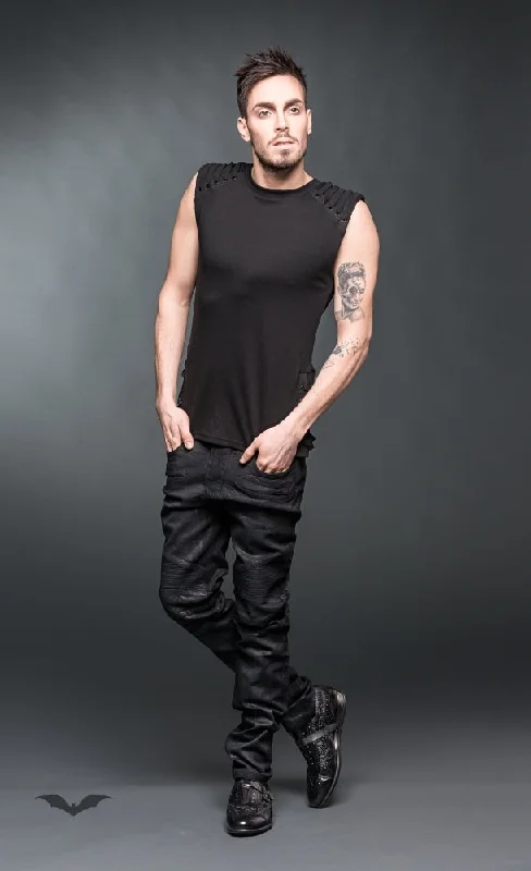 Queen of Darkness - Black used-look pants Classic Cropped Pants