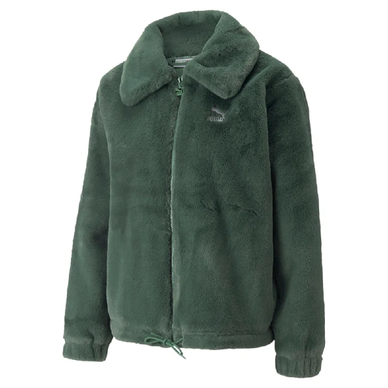 Classics Faux Fur Full Zip Jacket Stand-Up Collar Roll-Neck Collar Turtle Neck