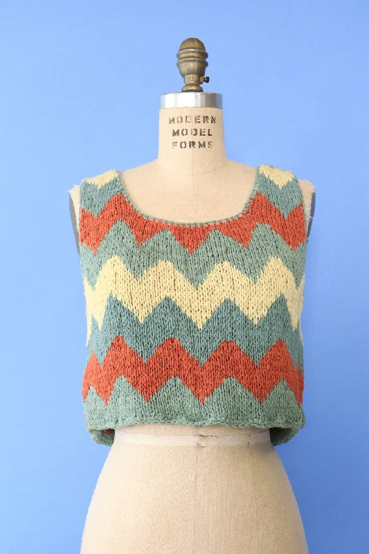 Chunky Chevron Knit Tank S/M crossback tank top