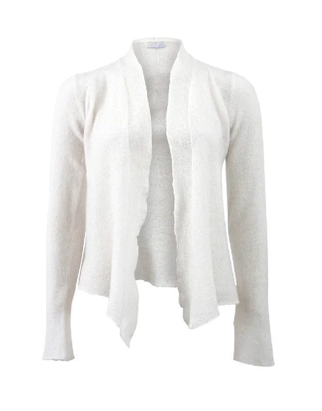 Drape Front Cardigan Ribbed Striped Patterned