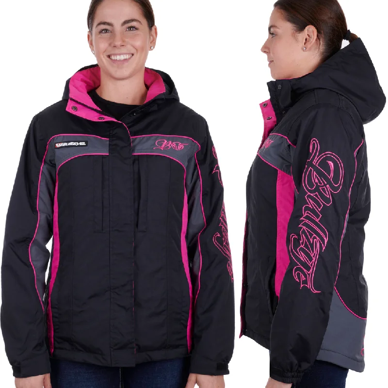 Bullzye Womens Carla Water-Proof Jacket-PINK Zippered Front Buttoned Front Snap Front
