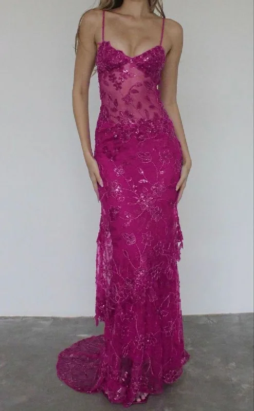 Stunning Spaghetti Straps Beading Mermaid Long Evening Party Dress, DP4358 Tunics Plaid country