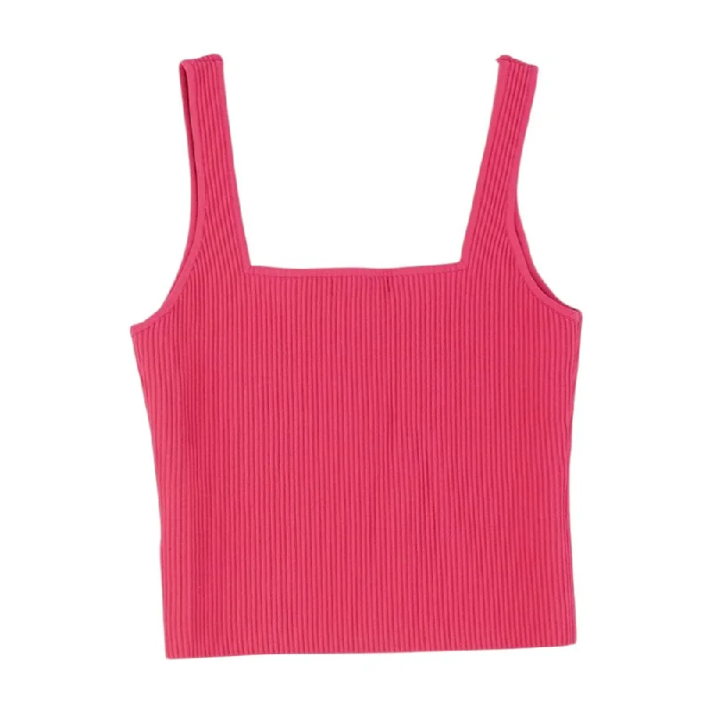 Red Solid Cropped Tank vintage tank top