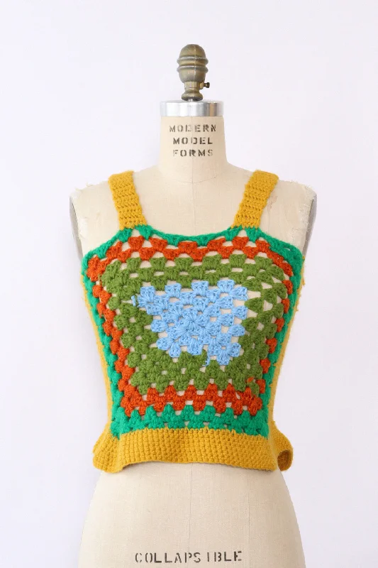 Golden Granny Square Tank XS/S modal blend tank