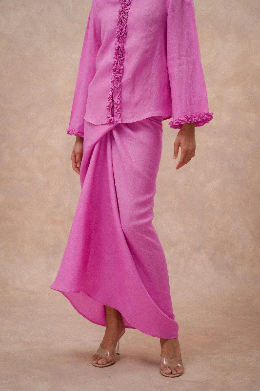 The Signature Linen Knot Skirt in Vivid Pink vintage skirt charm