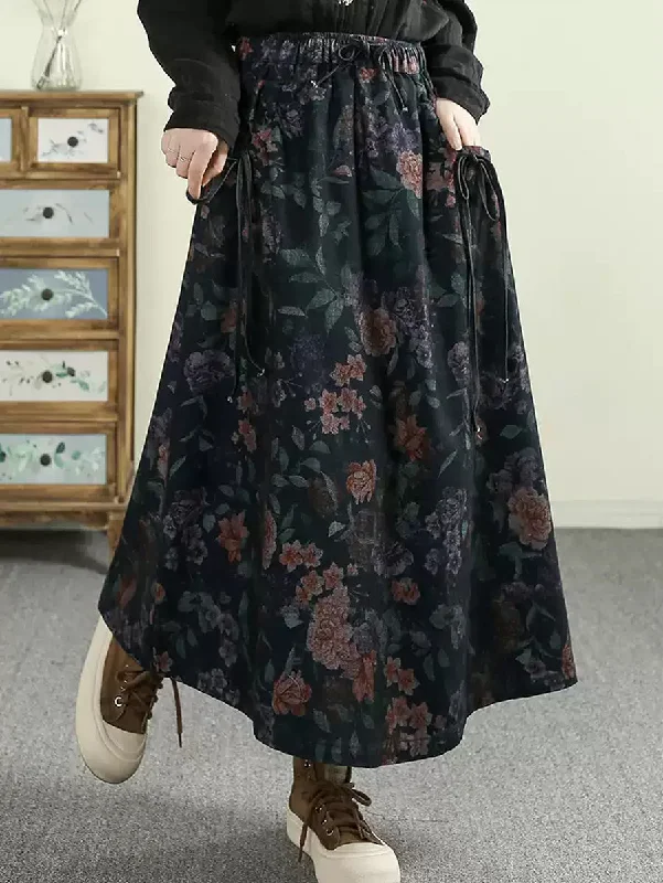 Women Spring Flower Strap Loose 100%Cotton Skirt silk skirt elegant