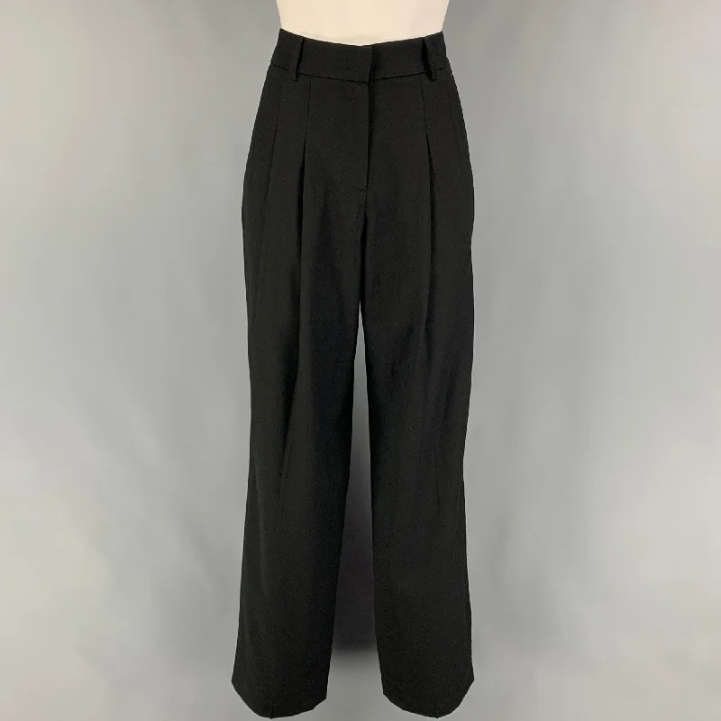 THE FRANKIE SHOP Size XS Black Tencel blend Pleated High Waisted Dress Pants Fashionable Sporty Pants