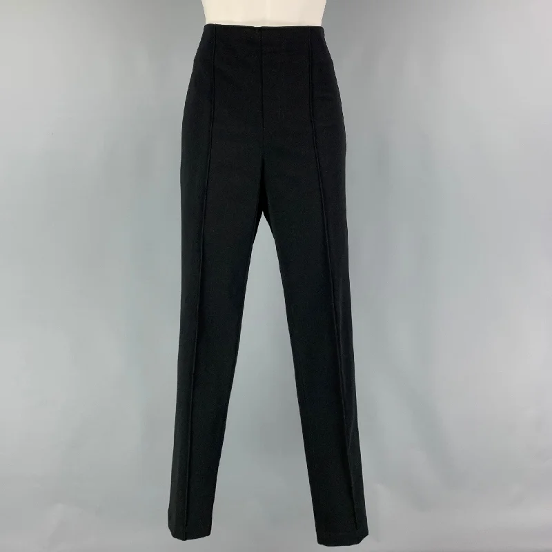 HELMUT LANG Size L Black Cotton Fitted Dress Pants High-Waist Yoga Pants