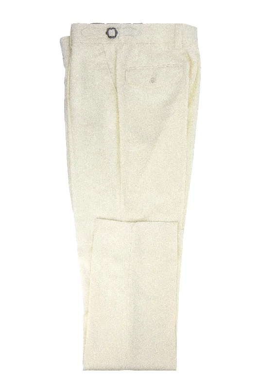 Offwhite Semi-Wide Leg Wool Marbella Dress Pant by Tiglio Lux Stylish Elastic Waist Pants