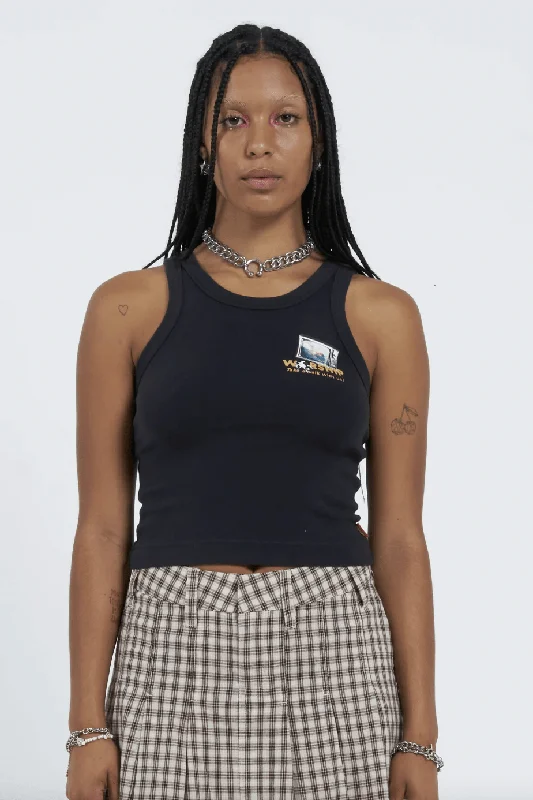 WORSHIP SUPPLIES SQUARE EYES SPORT TANK - WASHED BLACK gym tank top