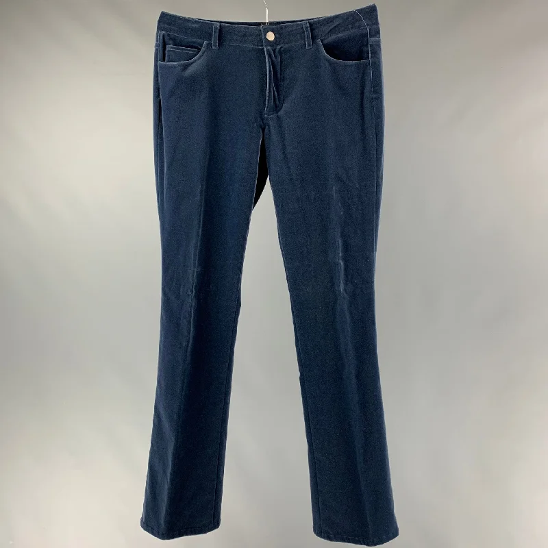 RALPH LAUREN BLACK LABEL Size 10 Blue Cotton &  Elastane Solid Dress Pants Fashionable Sporty Pants
