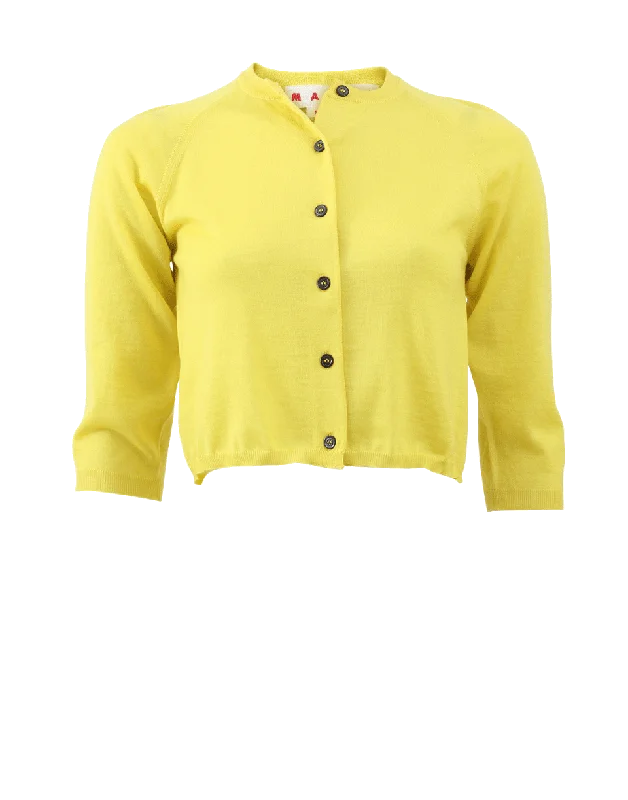 Cropped Button Cardigan Terry Terry Cloth Terry Knit