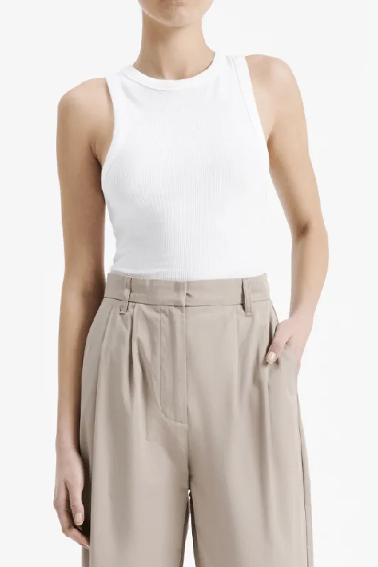 NUDE LUCY MONROE ORGANIC RIB TANK - WHITE adorable tank top