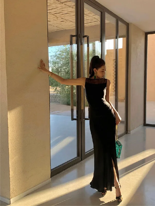Elegant Black Satin Backless Mermaid Long Prom Dress Formal Party Dress ,DP1991 Peplum Ruffle Cocktail