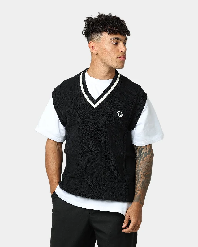 Fred Perry Cable Knit Tank Black gym tank top