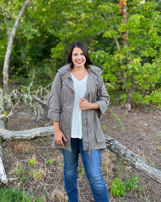 FINAL SALE Anorak Jacket - Mushroom Front Pockets Side Pockets Patch Pockets