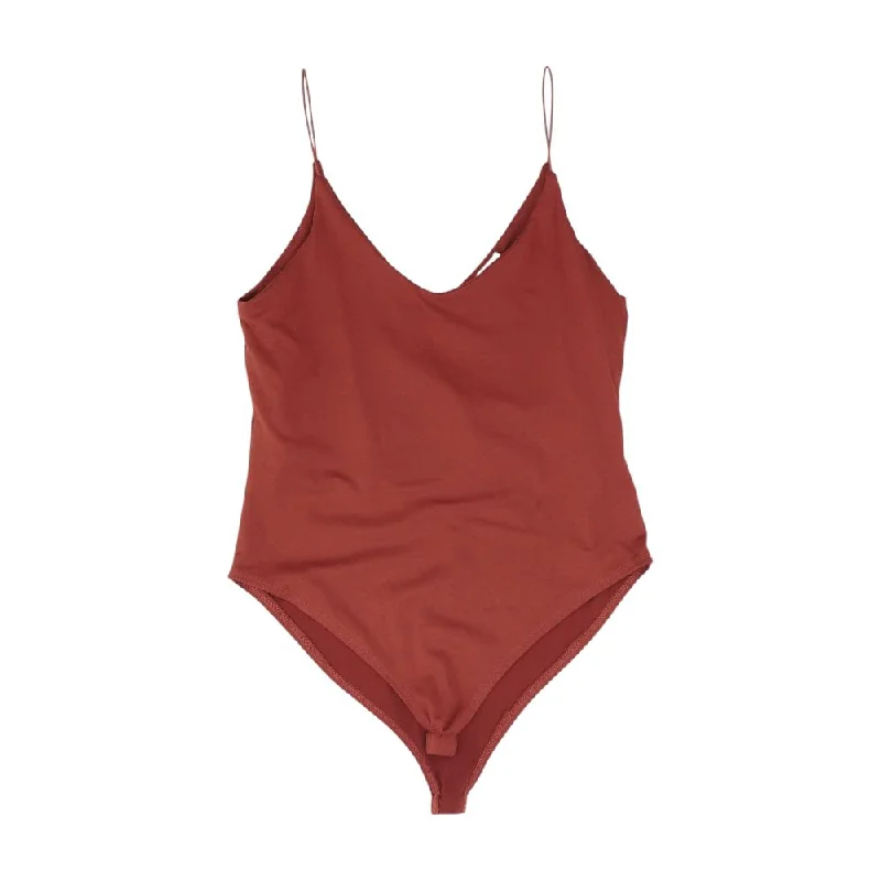 Maroon Solid Bodysuit Tank high neck tank