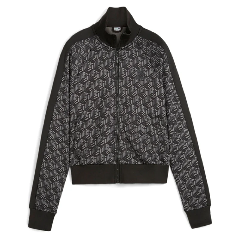 T7 Graphic Full Zip Track Jacket A-Line Jacket Boat Neck Shawl Collar