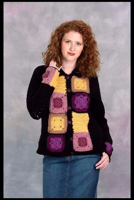 Granny-Sampler Jacket (Crochet) Denim Fabric Leather Fabric Suede Fabric
