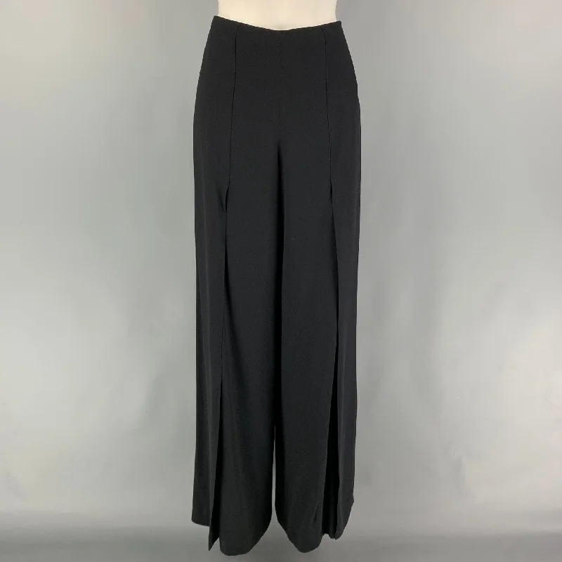RALPH LAUREN Collection Size 6 Black Viscose Silk Wide Leg Dress Pants Soft Sweatpants Style