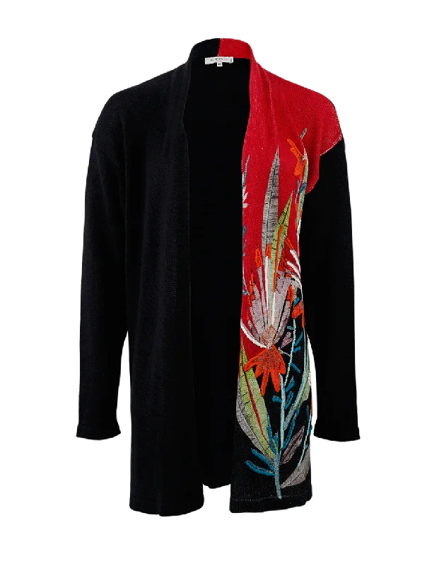 Embroidered Knit Cardigan Handmade Hand-knitted Hand-woven