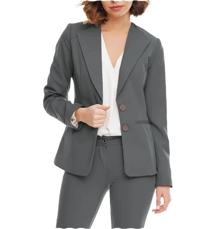 Women Suit 2 Pieces Peak Lapel Blazer (Blazer+Pants） Classic Straight-Leg Pants